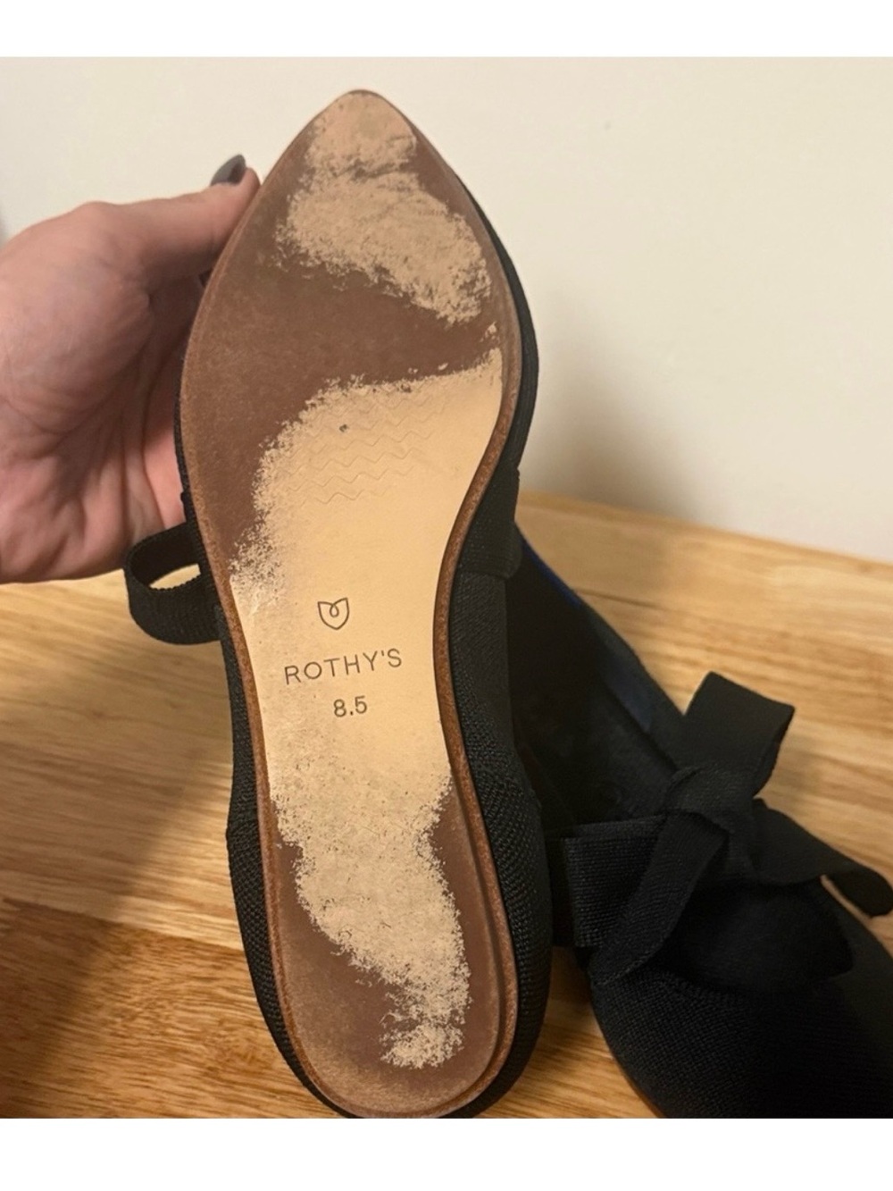 Rothy's Black Mary Janes - The Pointed-Toe Bow Ballet Flats - Picture 4 of 4